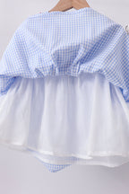 Blue flag smocked ruffle shorts set