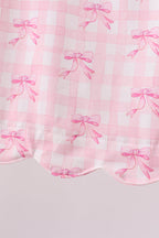 Pink bow print scalloped bloomer set