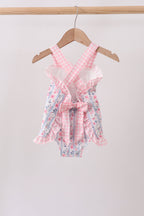 Pink Floral Bow Applique Bow Bubble