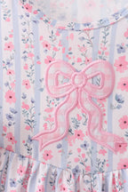 Pink Floral Bow Applique Bow Dress