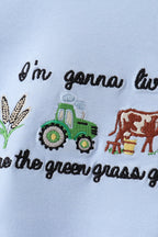 Blue Farm Embroidered Bubble