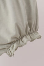 Sage pumpkin embroidery bow ruffle bloomer set