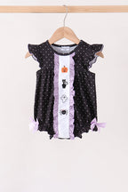 Black ghost spider embroidery ruffle bubble