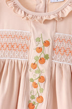 Khaki Pumpkin Smocked Ruffle Shorts Set