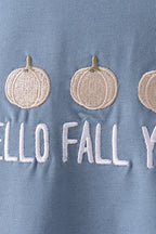 Blue Hallo Fall Y'ALL Pumpkin Romper