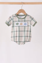 Green Pumpkin Embroidery Plaid Bubble