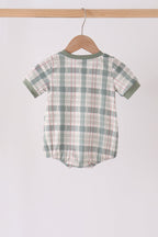 Green Pumpkin Embroidery Plaid Bubble