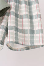 Green Pumpkin Embroidery Plaid Shorts Set