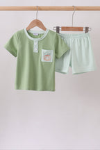 Sage Pumpkin Embroidered Shorts Set