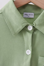 Sage Pumpkin Embroidered Button Down Shirt