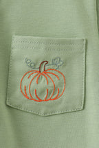 Sage Pumpkin Embroidered Button Down Shirt