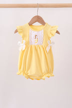 Mustard character embroidery ruffle bubble