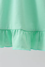 Green character embroidery ruffle dress