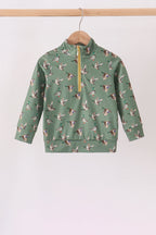 Green mallard zip pullover