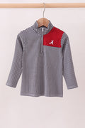 Premium Maroon Alabama embroidery gingham top