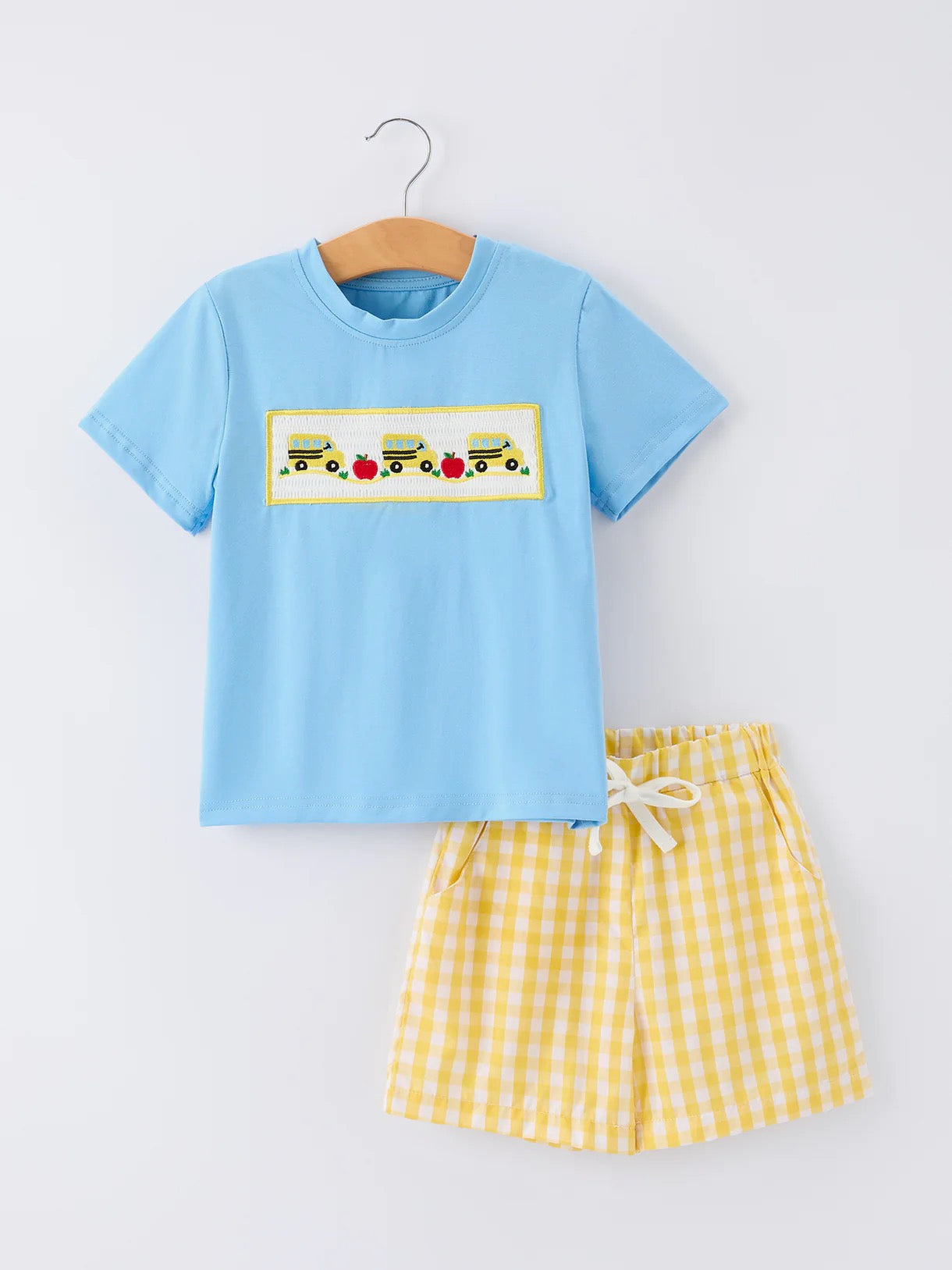 Back to School Bus Plaid Set