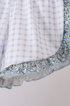 Floral puppy embroidery ruffle shorts set
