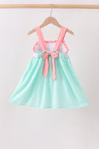 Green Marine Embroidered Jacquard Dress