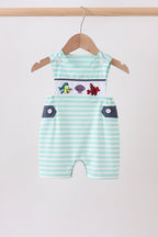 Blue stripe under the sea Embroidered Jon Jon