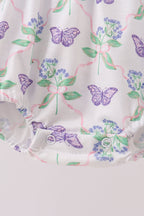 Purple Butterfly Applique Ruffle Bubble