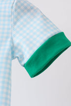Green grid pocket romper
