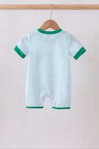 Green grid pocket romper