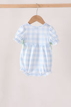 Blue Pumpkin Embroidery Gingham Bubble