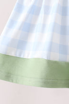 Blue Pumpkin Embroidery Gingham Bloomer set