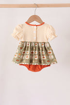 Vintage pumpkin smocked ruffle bubble